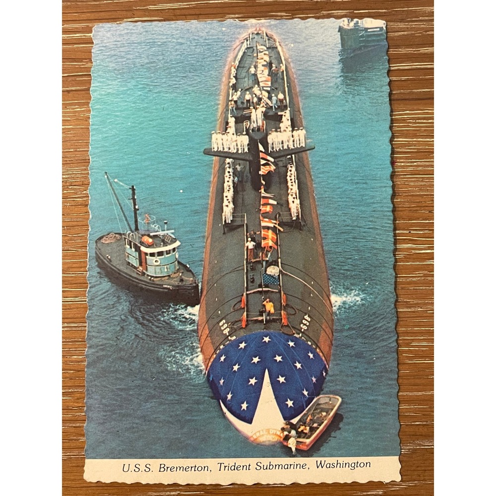 00320 - USS Bremerton Trident Submarine Postcard BangorWA 1988 Naval Collectible